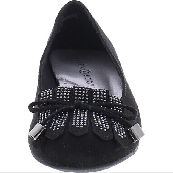 KAREN SCOTT ANABELA RHINESTONE SUEDE SLIP ON BALLET FLATS/Black size 7.5 - Picture 1 of 13